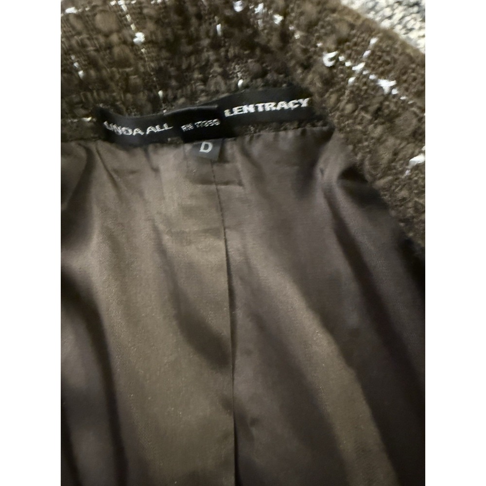 Vintage Linda Allard Ellen Tracy Wool Tweed Blazer Womens 16 Brown Plaid - Picture 2 of 11